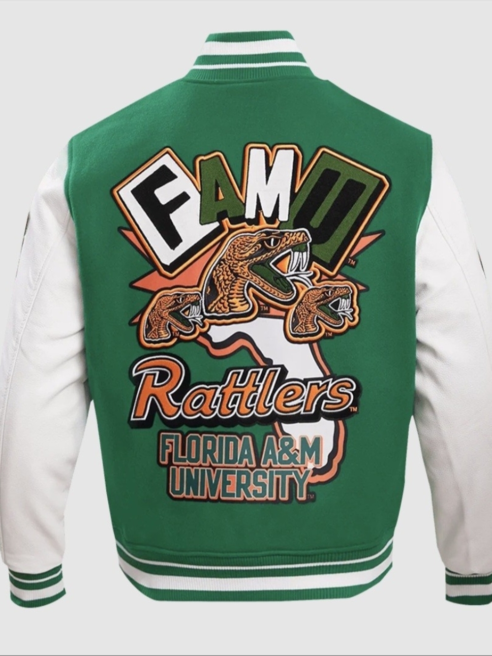 PRO STANDARD Florida A&M University Homecoming Mens Wool Varsity Jacket Green M